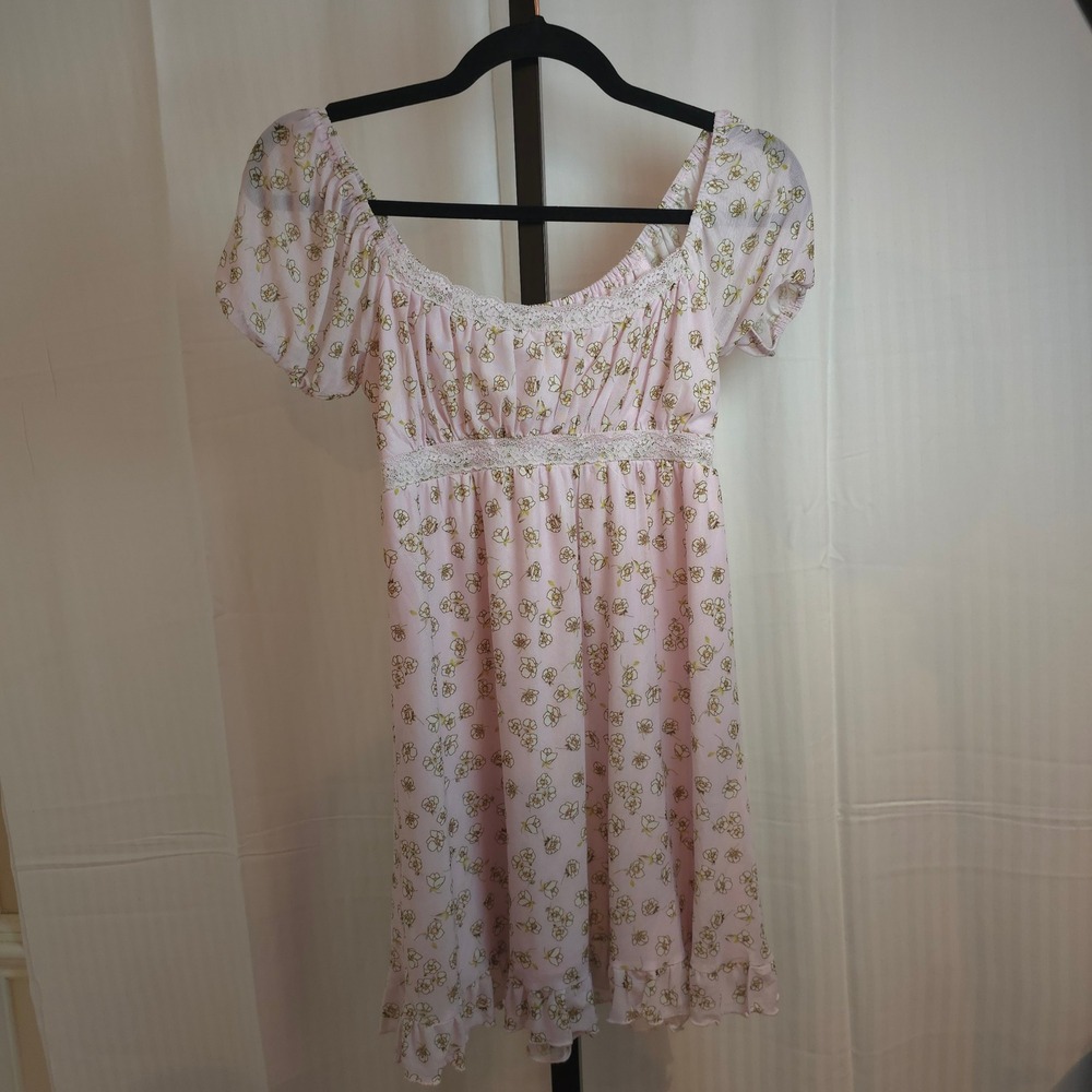 Stitch & Pine‎ Floral Babydoll Dress  Cold-Shoulder Womens XS Y2K Boho Cottage